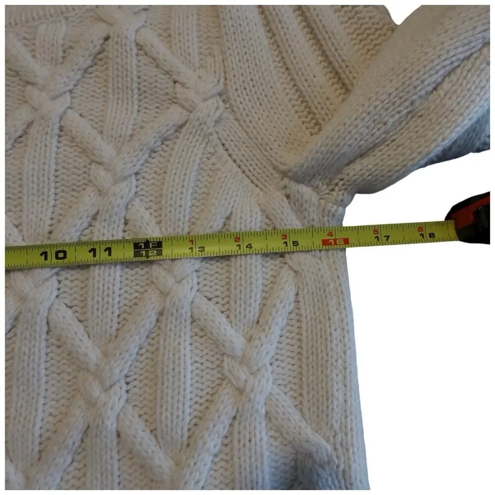 La Vie Rebecca Taylor Cable Knit Turtleneck Merino Wool Blend Sweater Size S